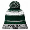 Sport-Tek STC21 Pom Pom Team Beanie - Forest Green/ Black/ White