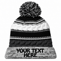 Sport-Tek STC21 Pom Pom Team Beanie - Iron Grey/ Black/ White