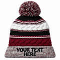 Sport-Tek STC21 Pom Pom Team Beanie - Maroon/ Black/ White