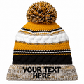 Sport-Tek STC21 Pom Pom Team Beanie - True Navy/ Gold/ White