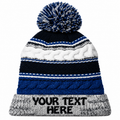 Sport-Tek STC21 Pom Pom Team Beanie - True Royal/ Black/ White