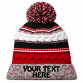 Sport-Tek STC21 Pom Pom Team Beanie - True Red/ Black/ White