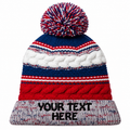 Sport-Tek STC21 Pom Pom Team Beanie - True Red/ True Royal/ White