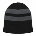Port & Company C922 Fleece-Lined Striped Beanie - Black/Athletic Oxford
