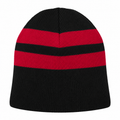 Port & Company C922 Fleece-Lined Striped Beanie - Black/Athletic Red