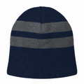 Port & Company C922 Fleece-Lined Striped Beanie - Navy/Athletic Oxford