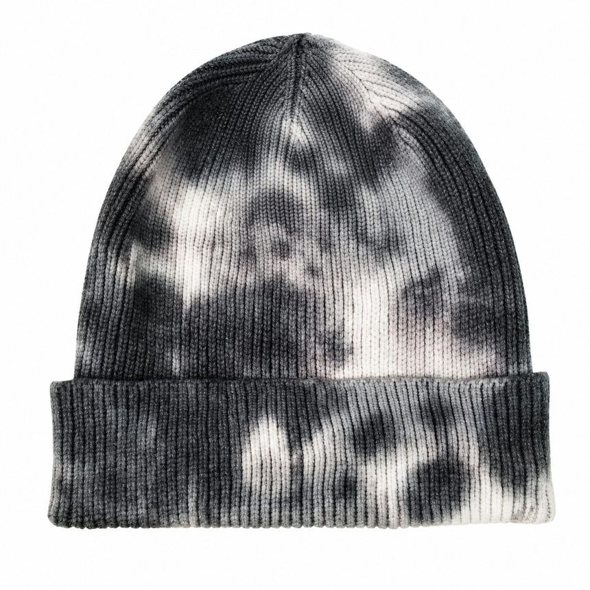 Decky 8031 Camo Knit Beanie - Tie Dye Black Dark Gray