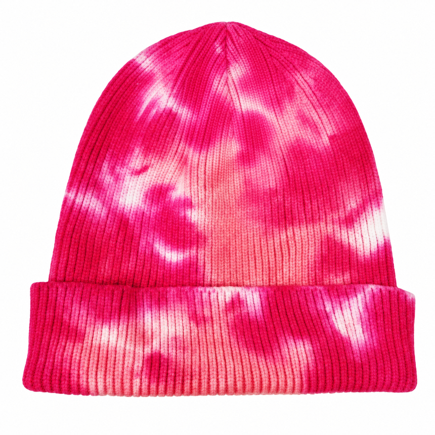Decky 8031 Camo Knit Beanie - Tie Dye Hot Pink
