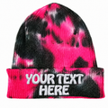Decky 8031 Camo Knit Beanie - Tie Dye Black Hot Pink
