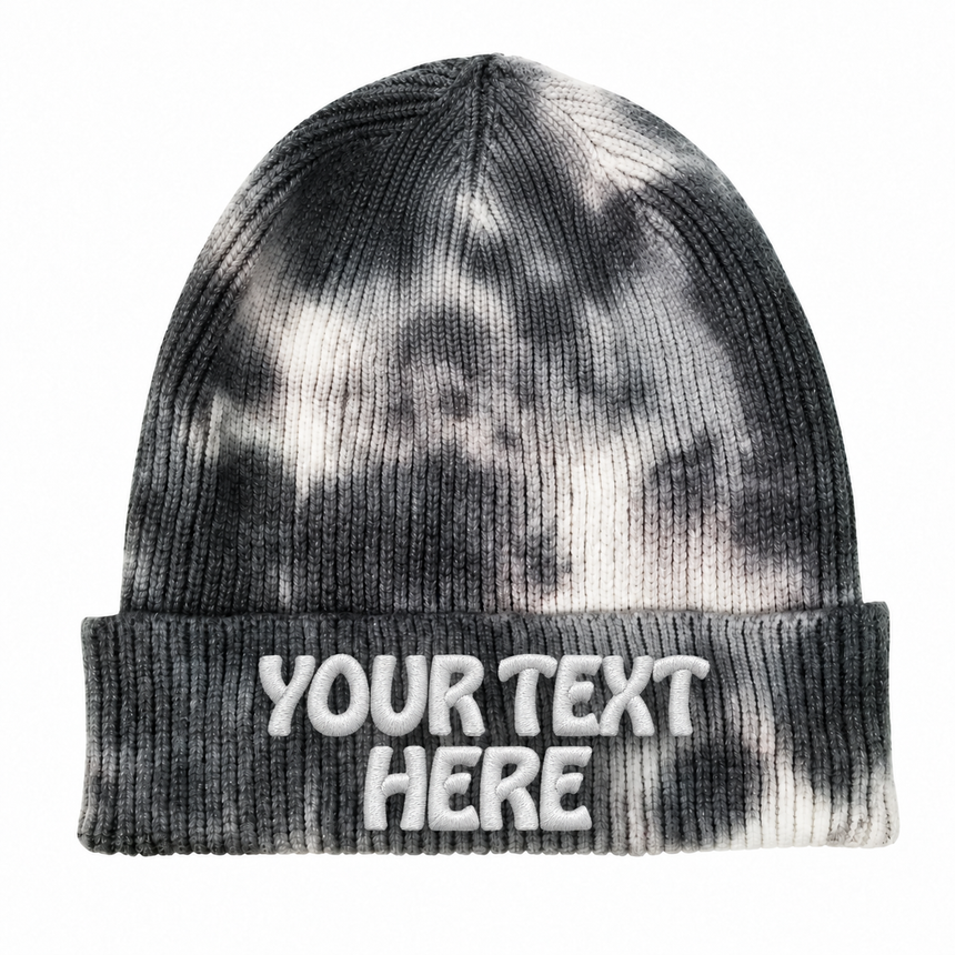 Decky 8031 Camo Knit Beanie - Tie Dye Black Dark Gray