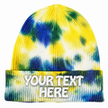 Decky 8031 Camo Knit Beanie - Tie Dye Yellow Blue
