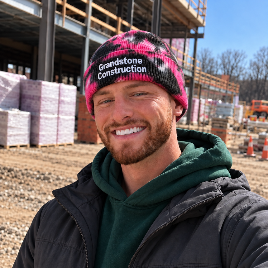 Decky 8031 Camo Knit Beanie - Tie Dye Black Hot Pink