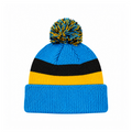August Caps 8779 Multi-Stripe Pom Pom Beanie - Light Blue Yellow