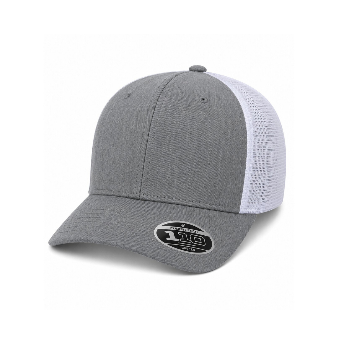 Flexfit 110M 110® Mesh-Back Cap - Heather Grey/White