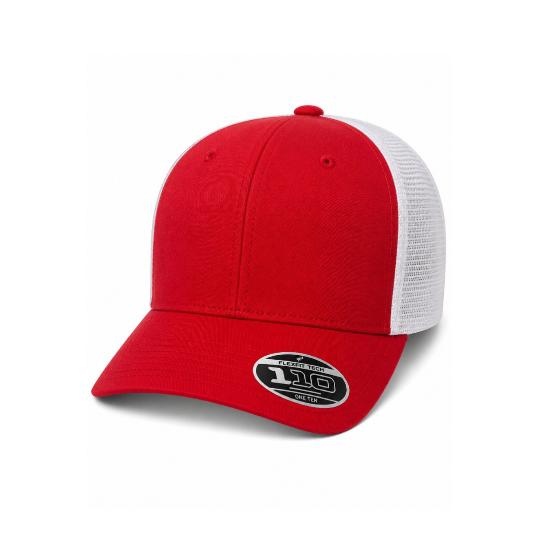 Flexfit 110M 110® Mesh-Back Cap - Red/White