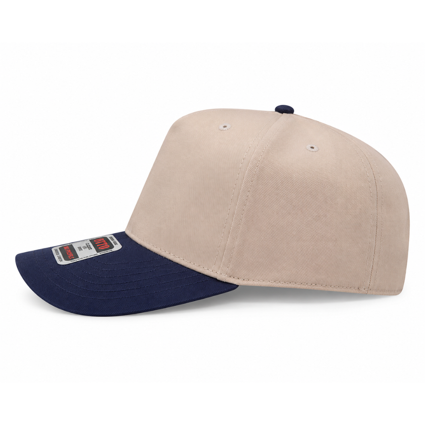 OTTO CAP® 5 Panel Mid Profile Baseball Cap - Khaki/Navy