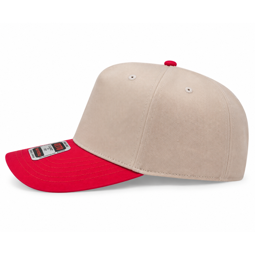 OTTO CAP® 5 Panel Mid Profile Baseball Cap - Khaki/Red