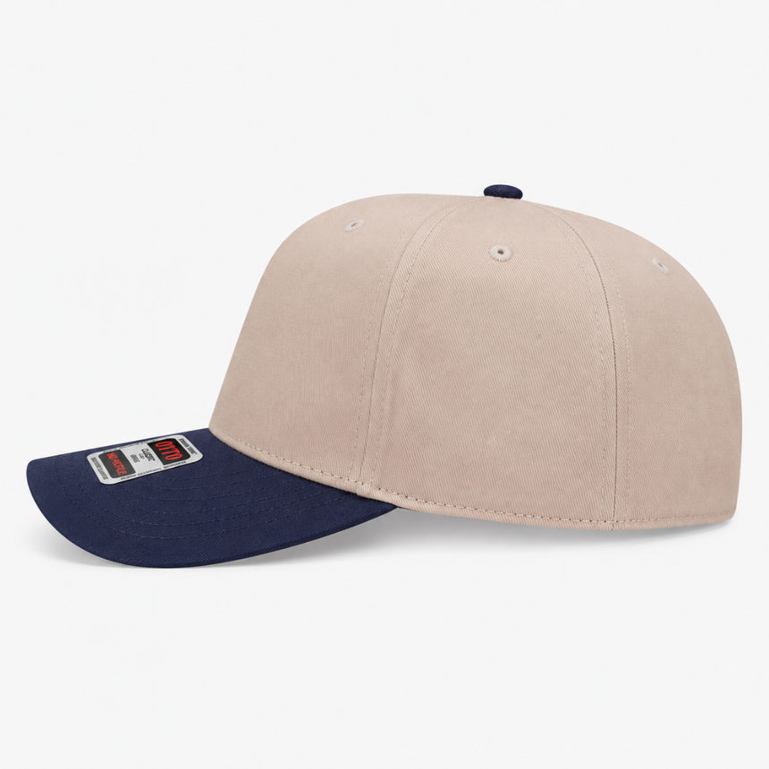 OTTO CAP® 5 Panel Mid Profile Baseball Cap - Natural/Navy