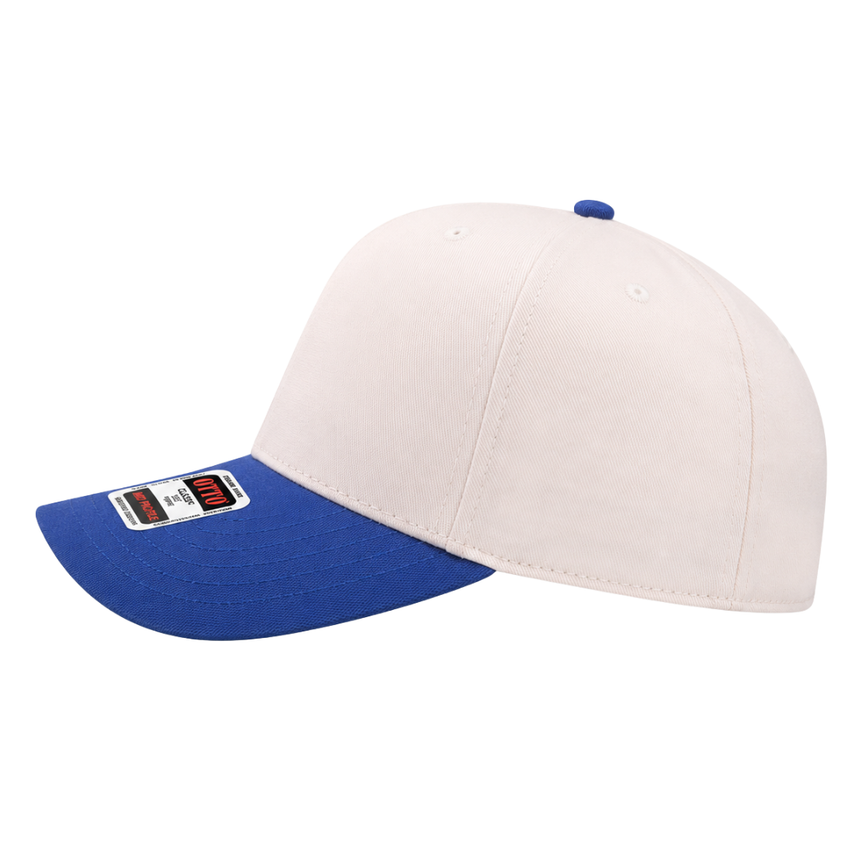 OTTO CAP® 5 Panel Mid Profile Baseball Cap - Natural/Royal