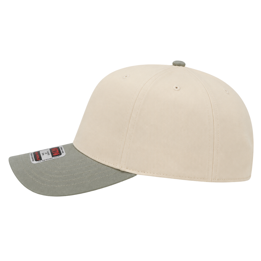OTTO CAP® 5 Panel Mid Profile Baseball Cap - Natural/Sage Green