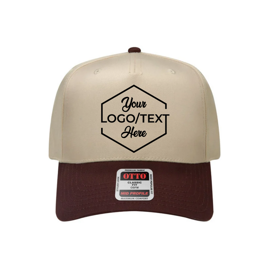 OTTO CAP® 5 Panel Mid Profile Baseball Cap - Khaki/Brown