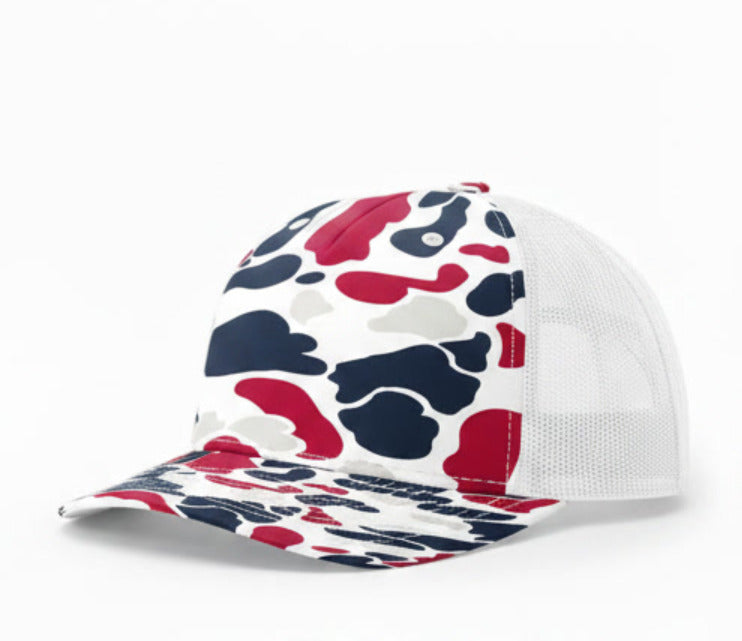 112-PFP - Trucker Snapback - Americana Duck Camo/White