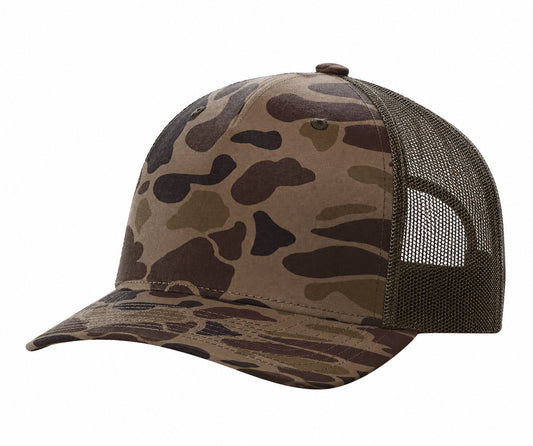 112-PFP - Trucker Snapback - Bark Duck Camo/Brown