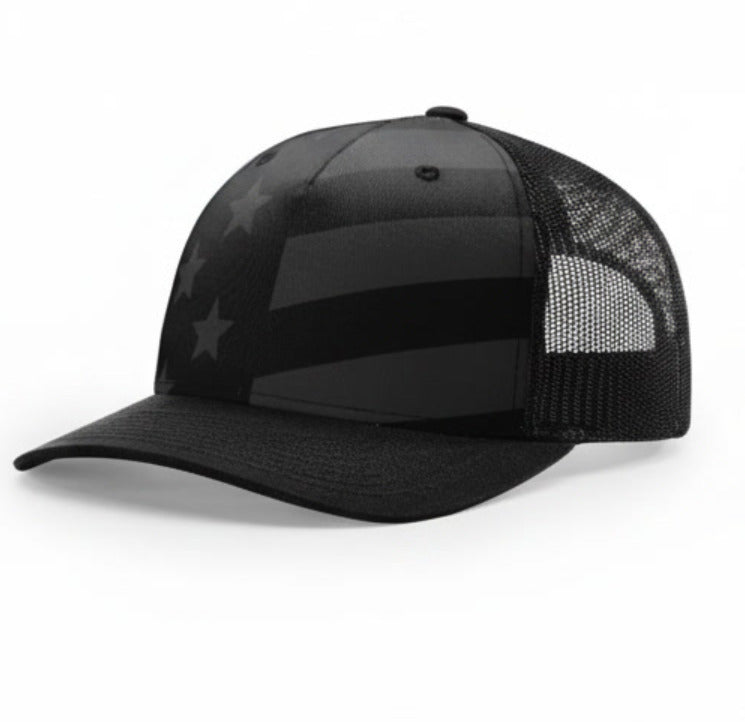 112-PFP - Trucker Snapback - Black Tonal/Stars and Stripes