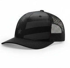 Black Tonal/Stars and Stripes / OSFA / Embroidery