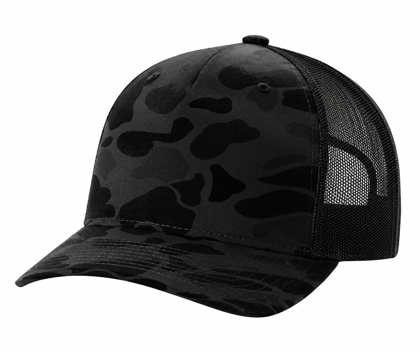 112-PFP - Trucker Snapback - Sable Duck Camo/Black