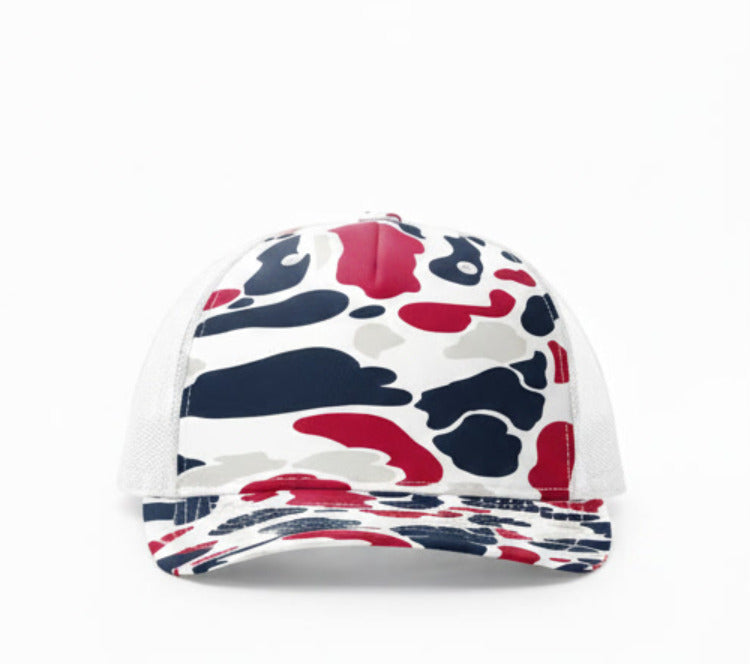 112-PFP - Trucker Snapback - Americana Duck Camo/White