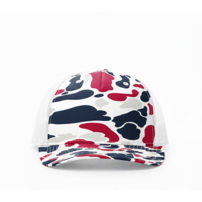 Richardson 112-PFP Trucker Snapback - Americana Duck Camo/White