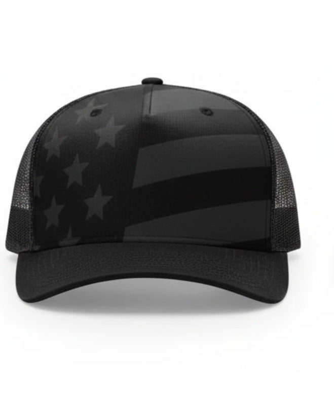 112-PFP - Trucker Snapback - Black Tonal/Stars and Stripes