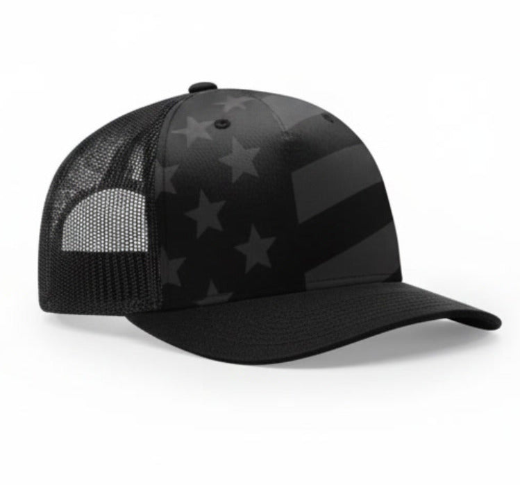 112-PFP - Trucker Snapback - Black Tonal/Stars and Stripes