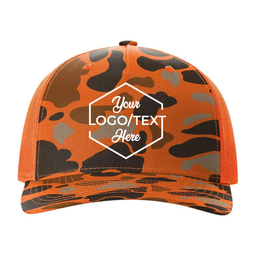 Richardson 112-PFP Trucker Snapback - Blaze Duck Camo/Blaze Orange