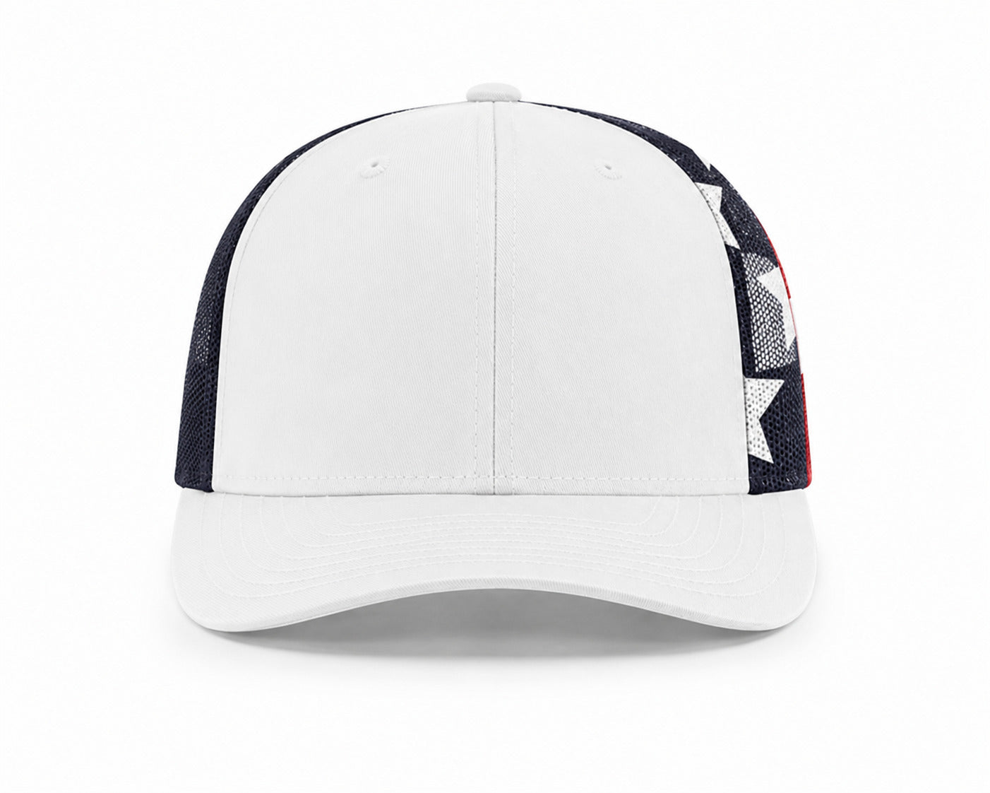 Printed Mesh Trucker Cap - 112PM - White/Stars & Stripes