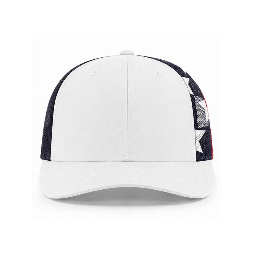 Richardson 112 Snapback Trucker Cap - White/Stars & Stripes
