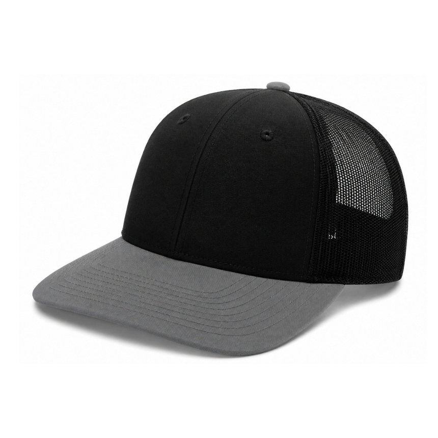 Richardson 112 Snapback Trucker Cap - Black Gray