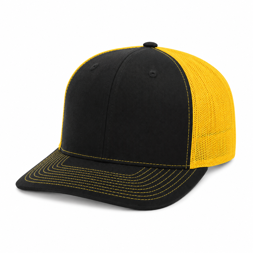 Richardson 112 Snapback Trucker Cap - Black/Gold
