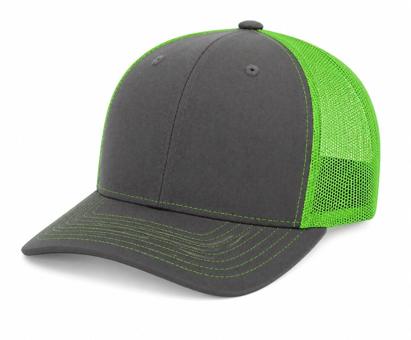 Snapback Trucker Cap - 112 - Charcoal/Neon Green