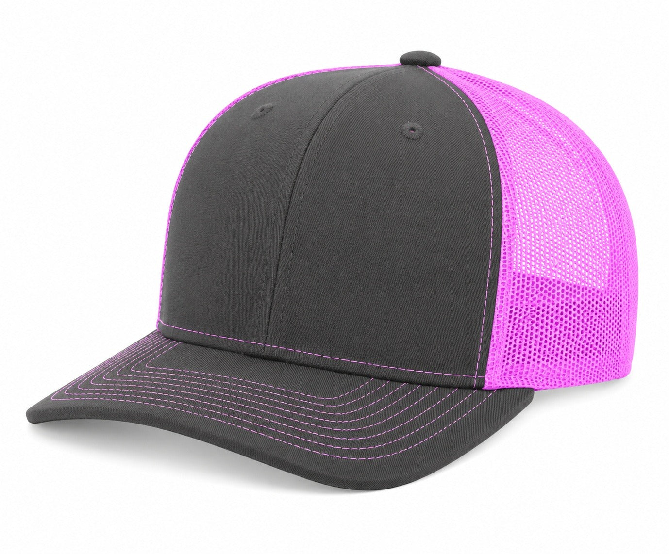 Snapback Trucker Cap - 112 - Charcoal/Neon Pink