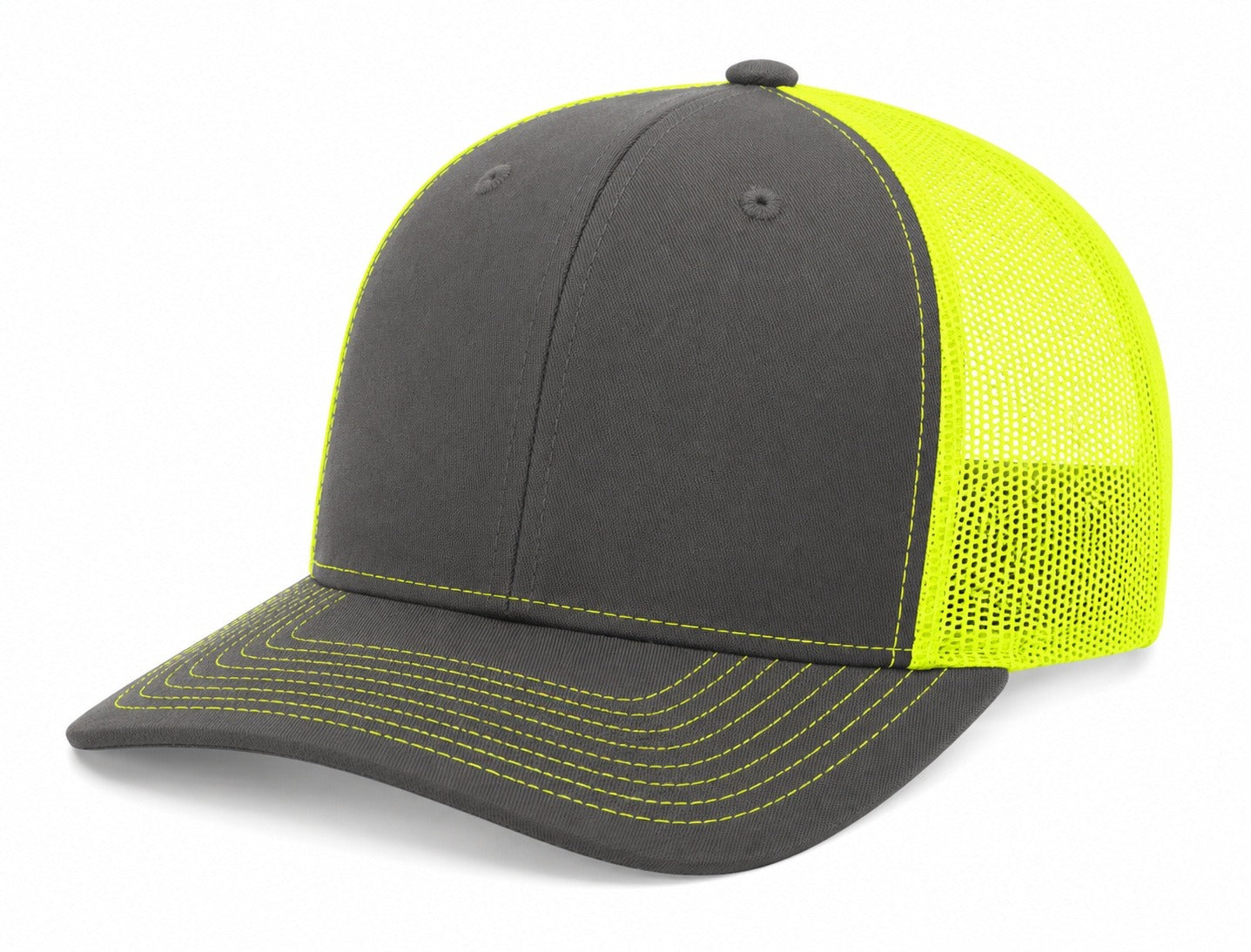 Snapback Trucker Cap - 112 - Charcoal/Neon Yellow