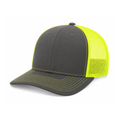 Richardson 112 Snapback Trucker Cap - Charcoal/Neon Yellow