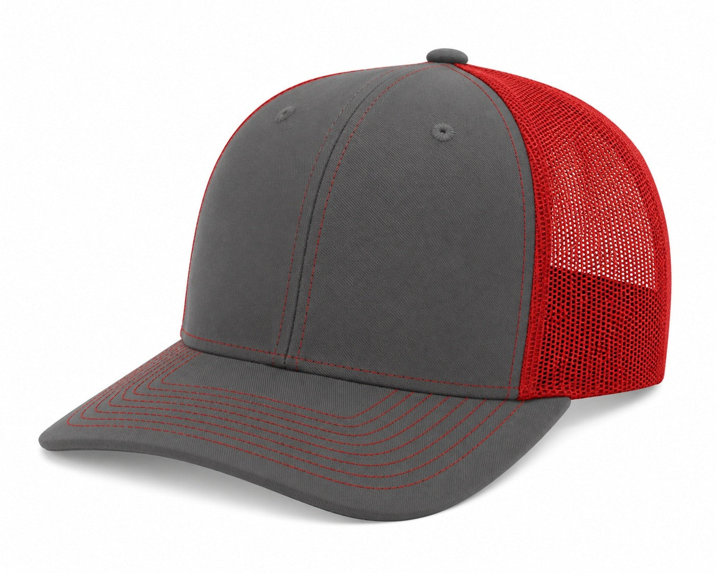 Snapback Trucker Cap - 112 - Charcoal/Red