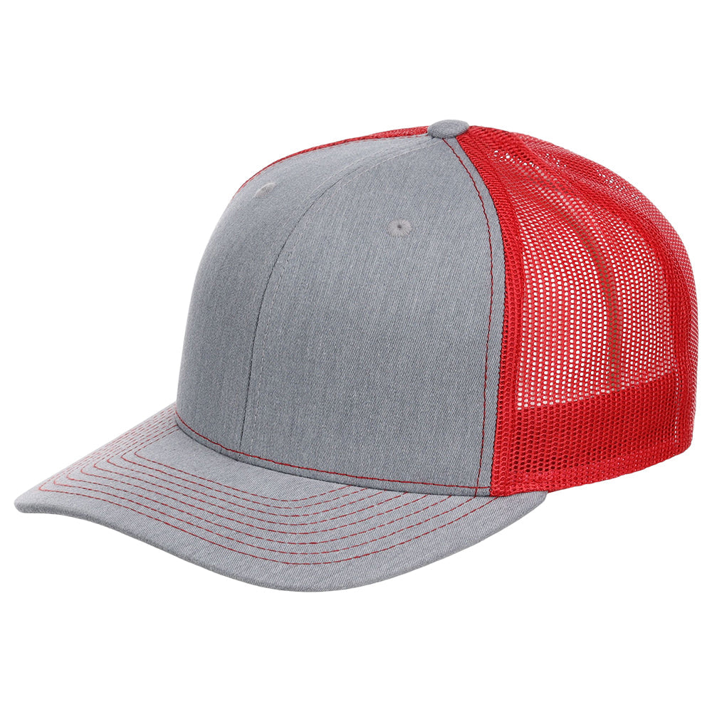 Snapback Trucker Cap - 112 - Heather Grey/Red