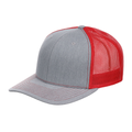 Richardson 112 Snapback Trucker Cap - Heather Grey/Red