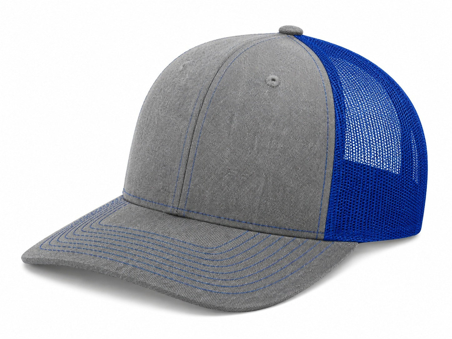 Snapback Trucker Cap - 112 - Heather Grey/Royal