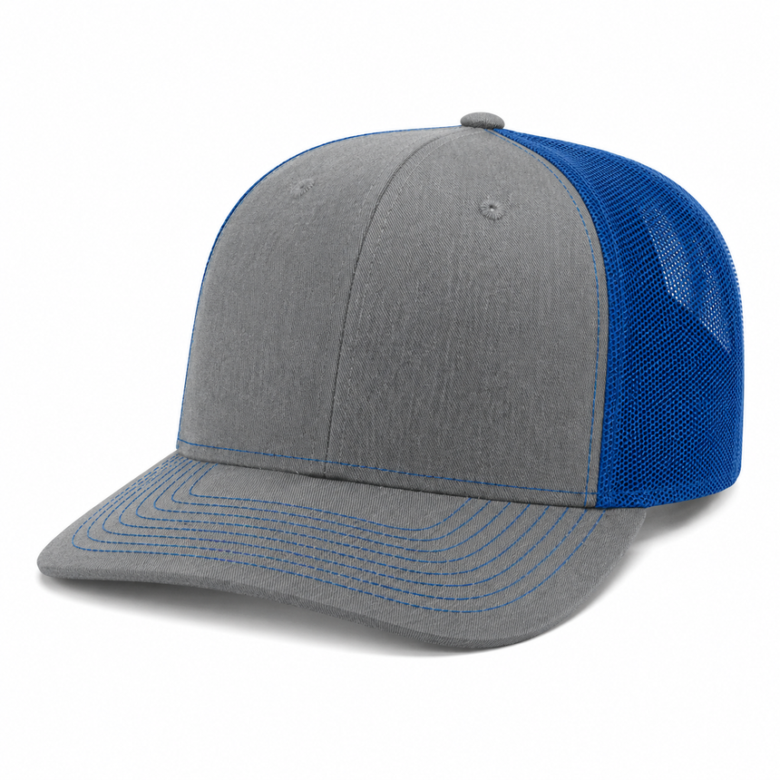 Richardson 112 Snapback Trucker Cap - Heather Grey/Royal