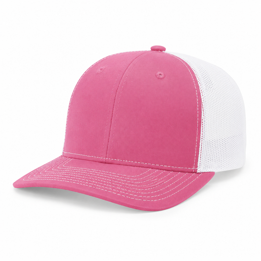 Richardson 112 Snapback Trucker Cap - Hot Pink/White