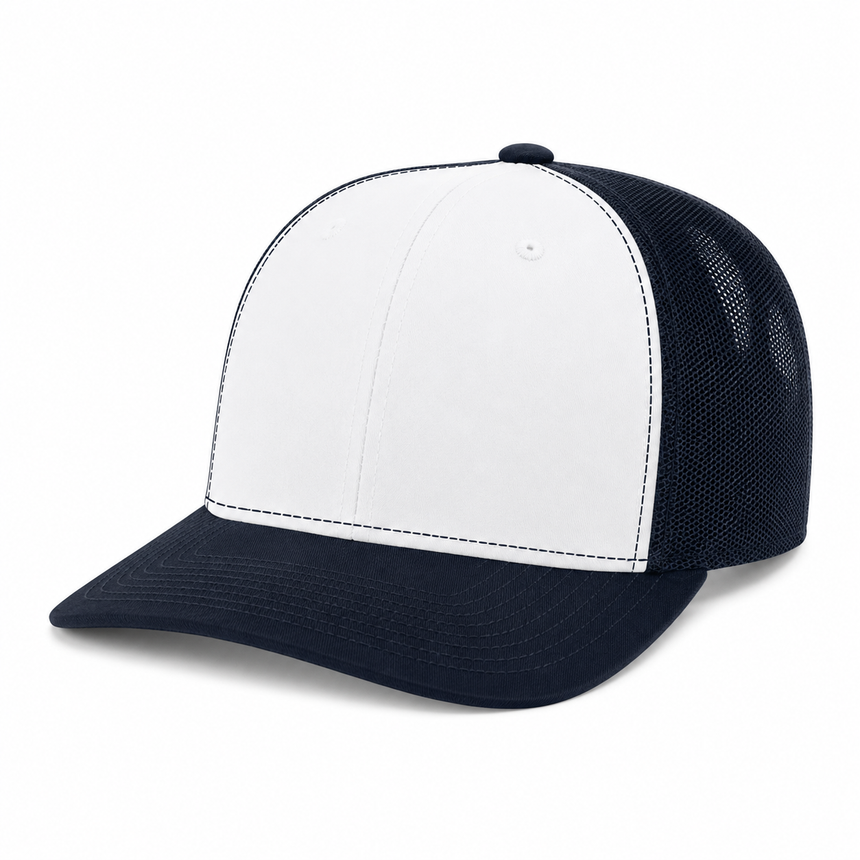 Richardson 112 Snapback Trucker Cap - White/Navy